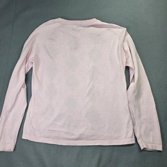 Izod Sweater Women L Pink Argyle Button Shoulder Cotton Pullover Preppy Academia - Picture 5 of 10